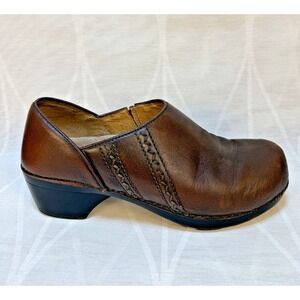 Dansko Sienna Brown Leather Clogs Women's Size 40 Slip On Shoes US 9.5-10